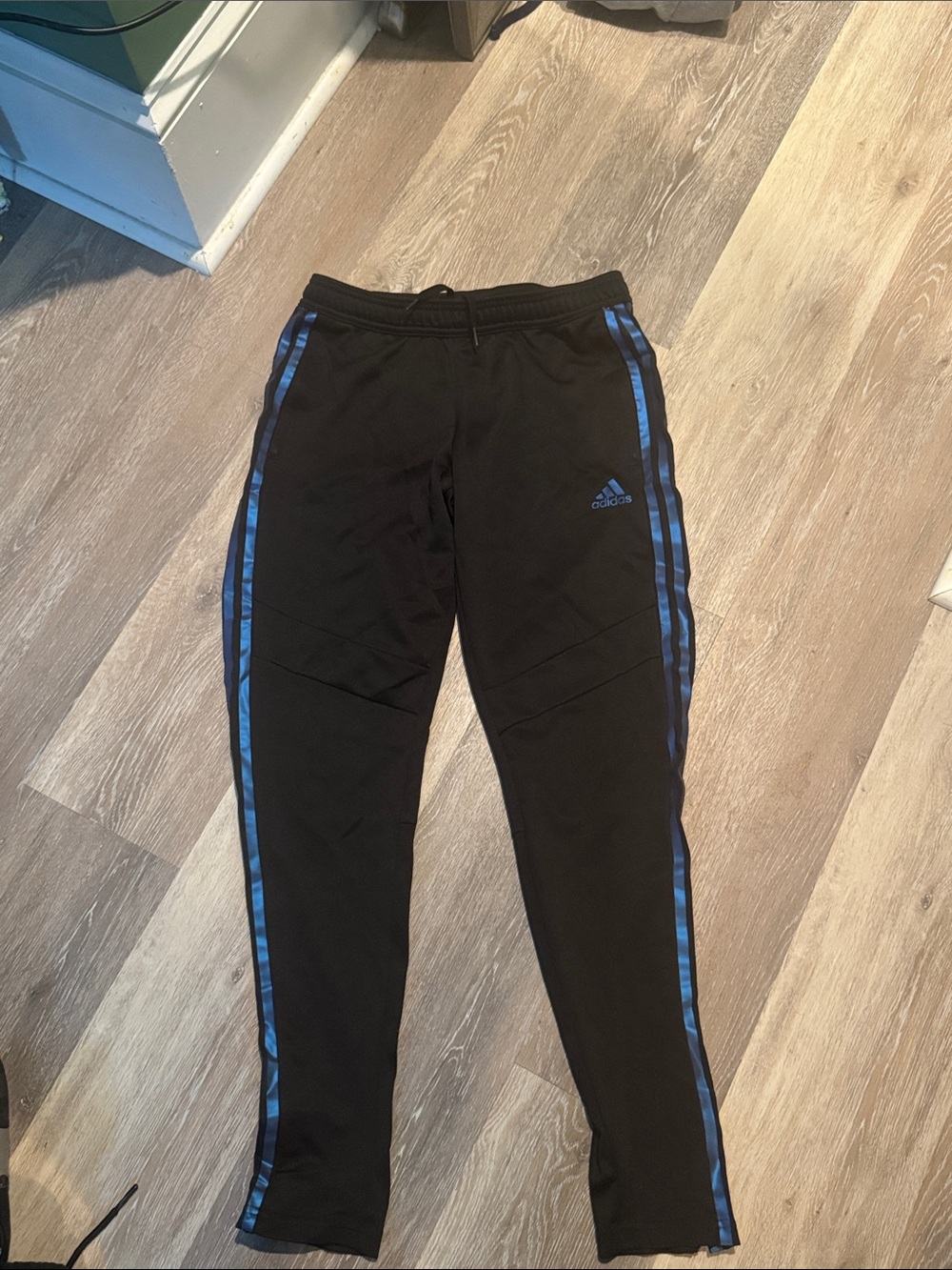 adidas Black Joggers with Blue Side Stripes and Logo